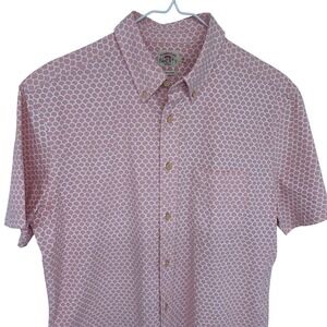 Pink Faherty Fish Scale Pattern Short Sleeve Casual Button Down Shirt Medium